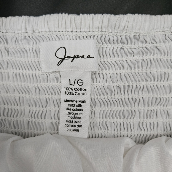 Japna Gaze Sz L White Crop Top with Puffed Sleeves Smoked Back 100% Cotton - Picture 2 of 9